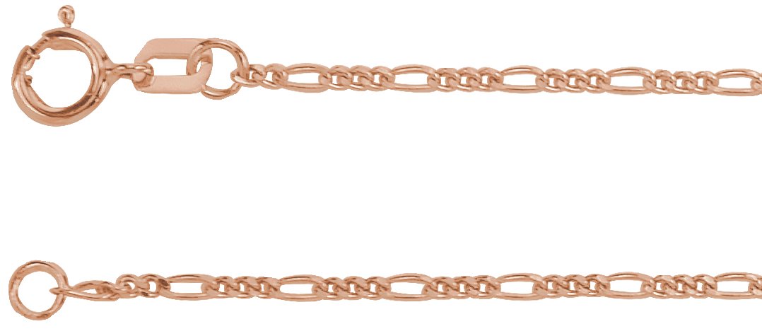 14K Rose 1.28 mm Figaro 7 inch Chain Ref 18158585