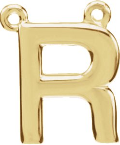 14K Yellow Block Initial R Necklace Center