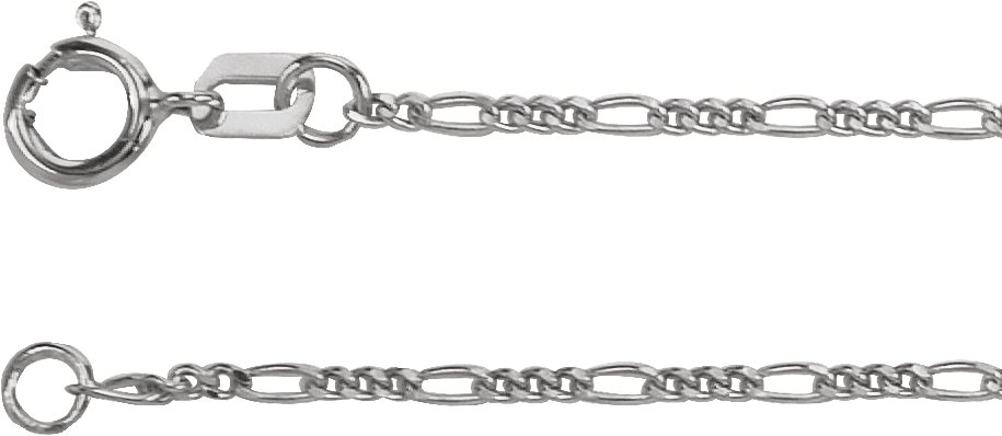 14K White 1.28 mm Figaro 7" Chain