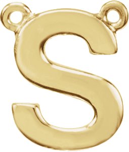 14K Yellow Block Initial S Necklace Center