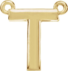 14K Yellow Block Initial T Necklace Center