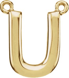 14K Yellow Block Initial U Necklace Center