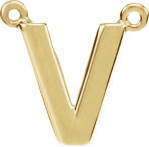 14K Yellow Block Initial V Necklace Center