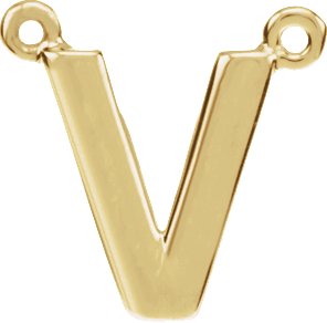14K Yellow Block Initial V Necklace Center