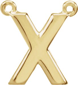 14K Yellow Block Initial X Necklace Center