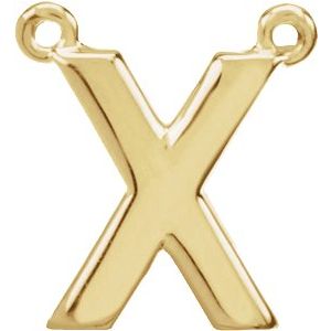 14K Yellow Block Initial X Necklace Center