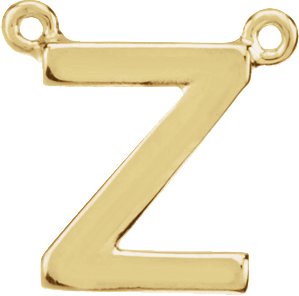 14K Yellow Block Initial Z Necklace Center