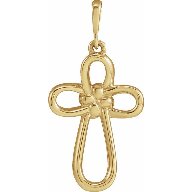 14K Yellow Knotted Cross Pendant