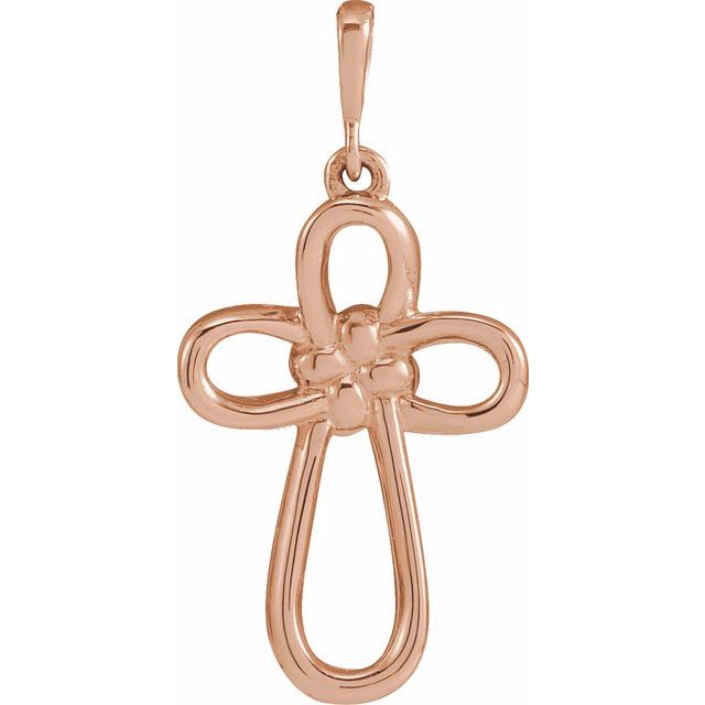 14K Rose Knotted Cross Pendant