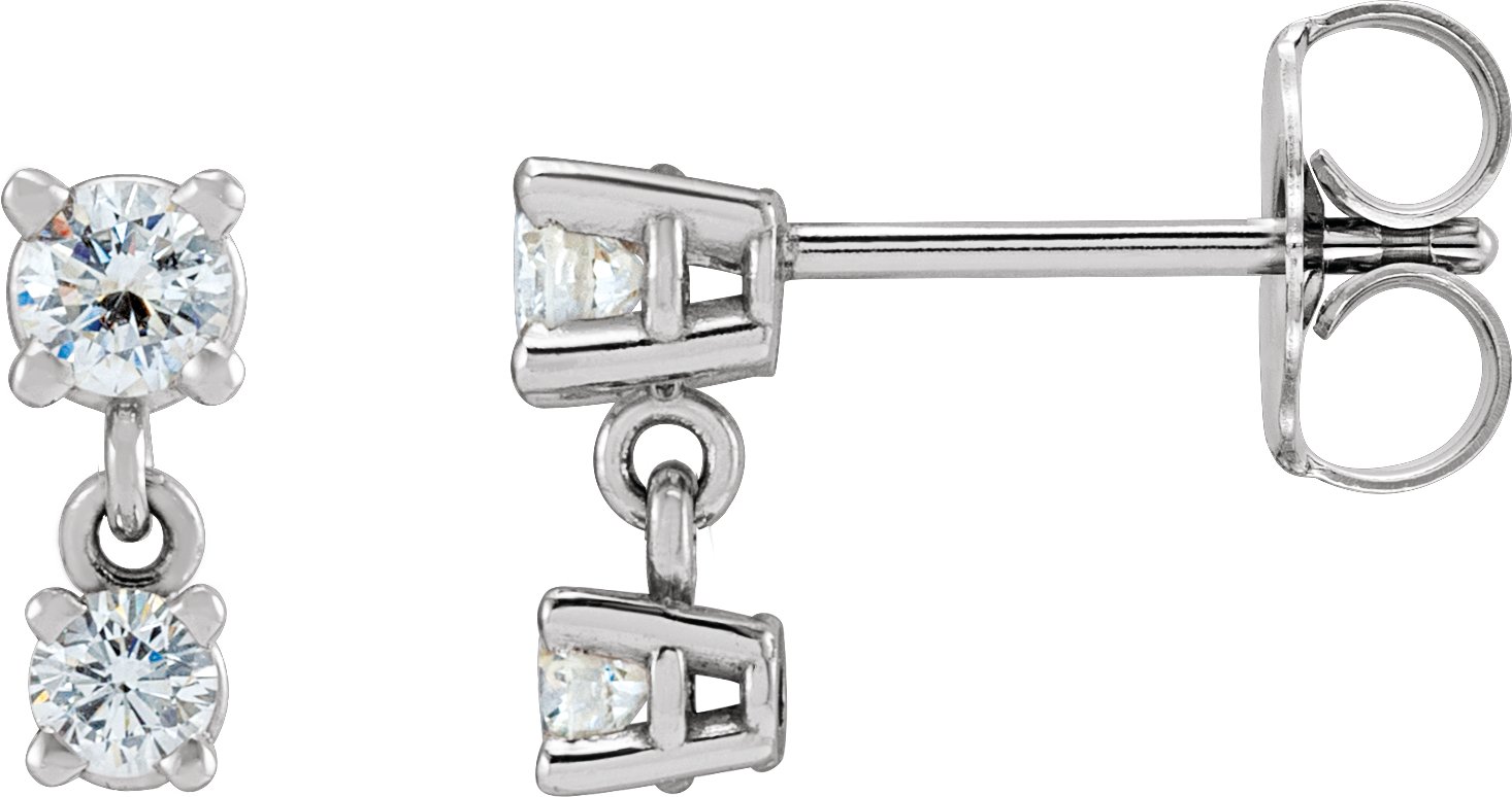 14K White 1/3 CTW Natural Diamond Two-Stone Earrings