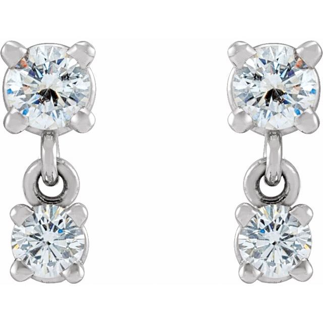 14K White 1/3 CTW Natural Diamond Two-Stone Earrings