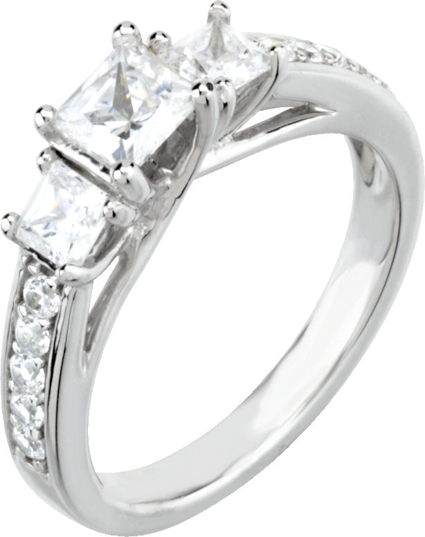 14K White 7/8 CTW Natural Diamond Engagement Ring 