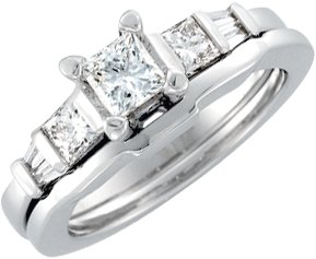 Bridal Diamond Engagement Ring with Matching Band 1.13 CTW Ref 587423