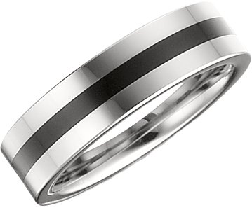 Tungsten 6.3 mm Flat Band with Black Enamel Inlay Size 10.5