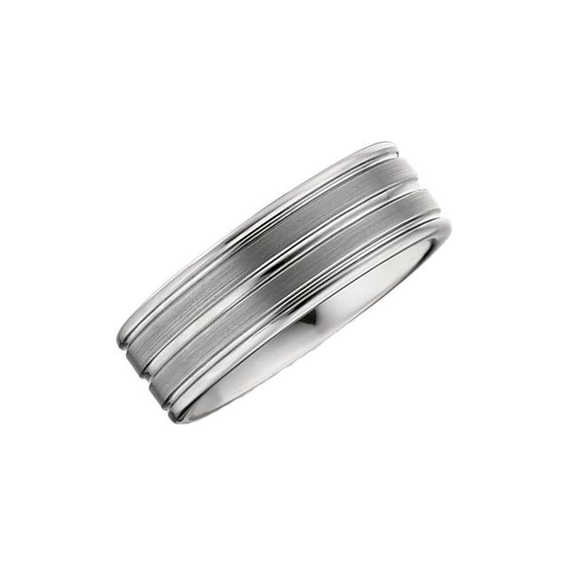 Tungsten 8.3 mm Grooved Satin & Polished Band Size 8