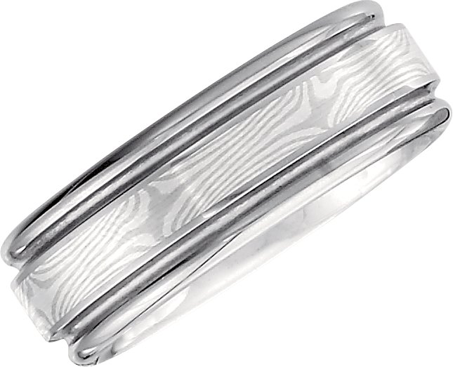Tungsten & Sterling Silver 8.3 mm Grooved Band Size 8