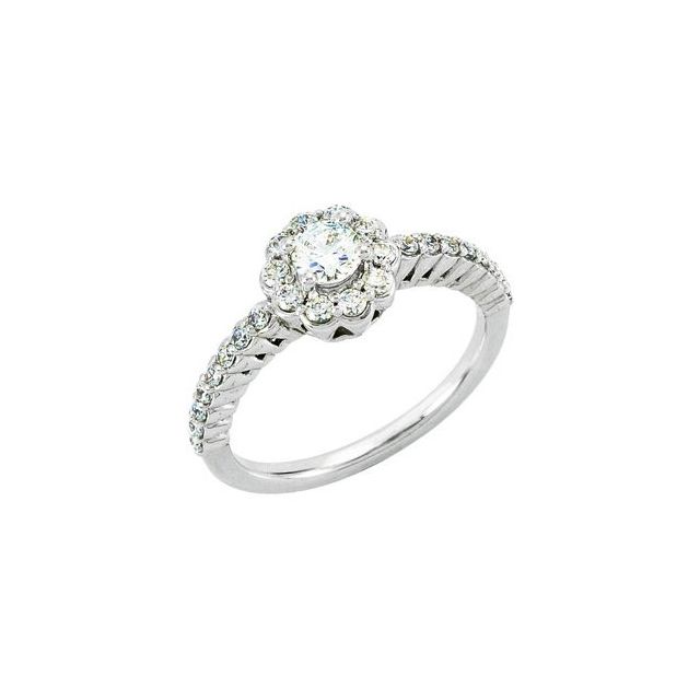 Continuum Sterling Silver CZ and 1/3CTW Diamond Engagement Ring