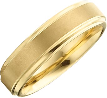 Tungsten 6.3 mm Ridged Band with Gold Immerse Plating & Satin Finish Size 7.5
