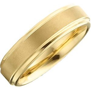 Tungsten 6.3 mm Ridged Band with Gold Immerse Plating & Satin Finish Size 9.5