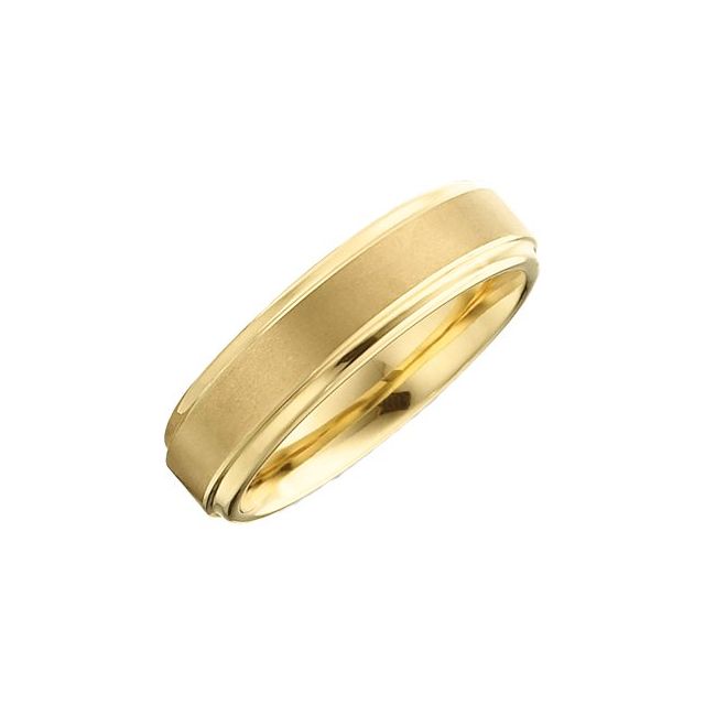 Tungsten 6.3 mm Ridged Band with Gold Immerse Plating & Satin Finish Size 7
