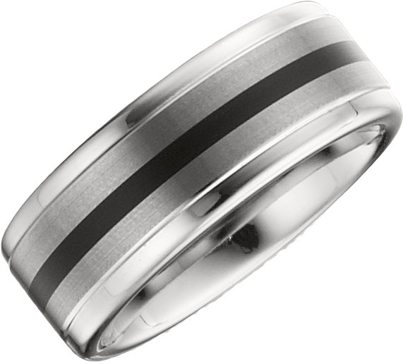 Tungsten 8.3 mm Band with Satin Finish & Black Enamel Size 9.5