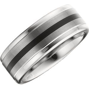 Tungsten 8.3 mm Band with Satin Finish & Black Enamel Size 12.5