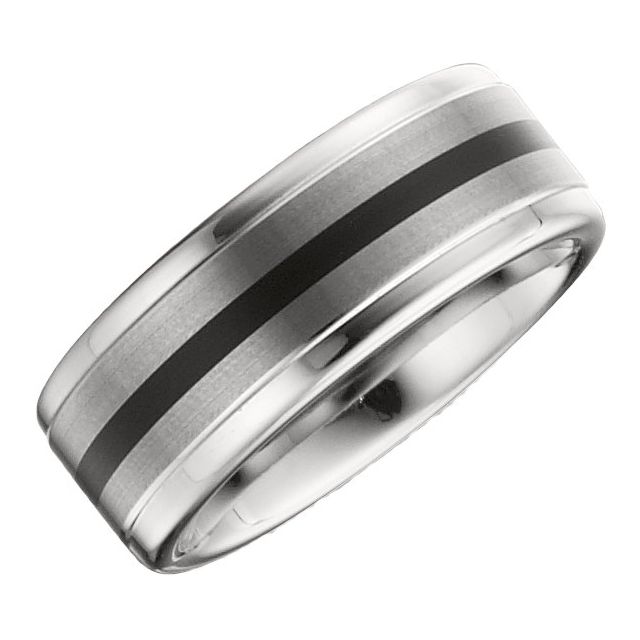 Tungsten 8.3 mm Band with Satin Finish & Black Enamel Size 10.5