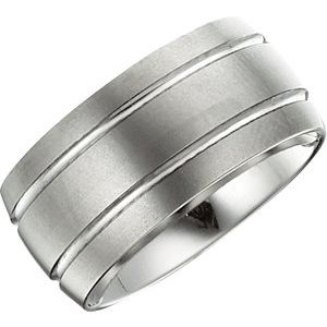 Tungsten 10 mm Grooved Band with Satin Finish Size 10