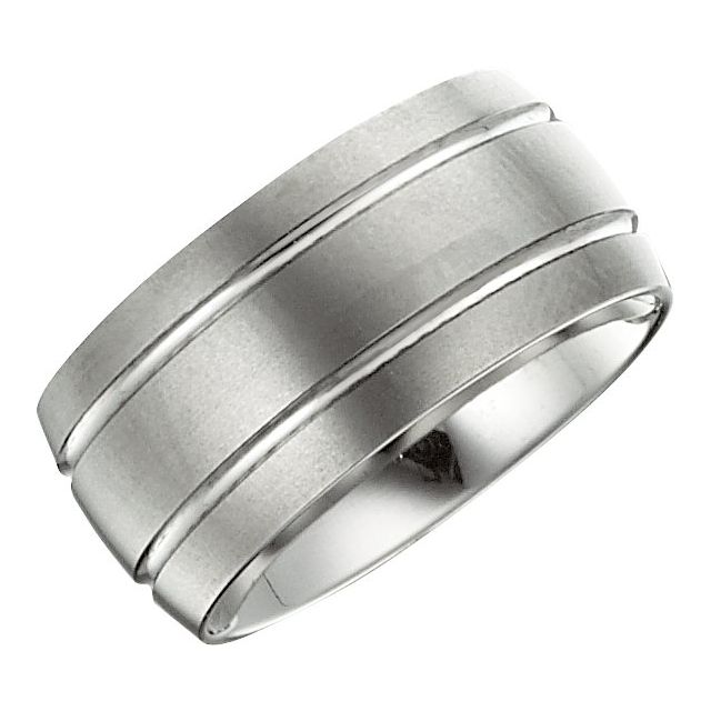 Tungsten 10 mm Grooved Band with Satin Finish Size 11