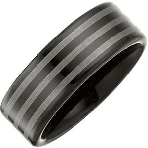 Tungsten 8.3 mm Black Immersion Plated & Laser Striped Band Size 12