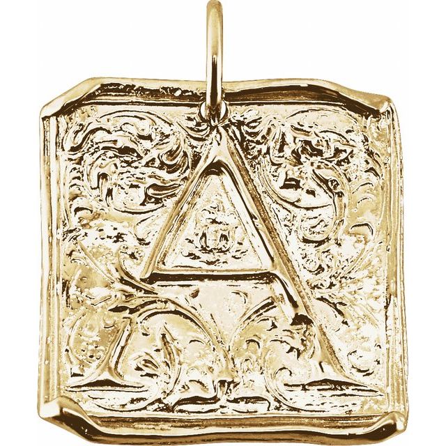 14K Yellow Posh Mommy® Initial A Vintage-Inspired Pendant