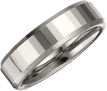 Tungsten 6.3 mm Faceted Beveled-Edge Band Size 6.5