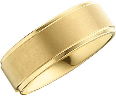 Tungsten 8.3 mm Ridged Band with Gold Immerse Plating Size 10