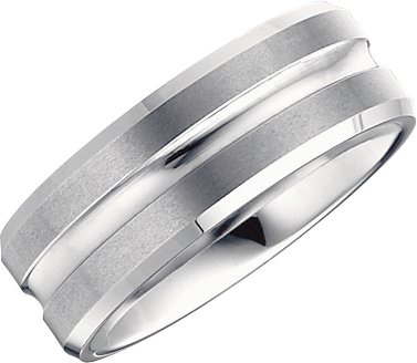 Tungsten 8.3 mm Beveled Band with Grooved Center Size 8.5