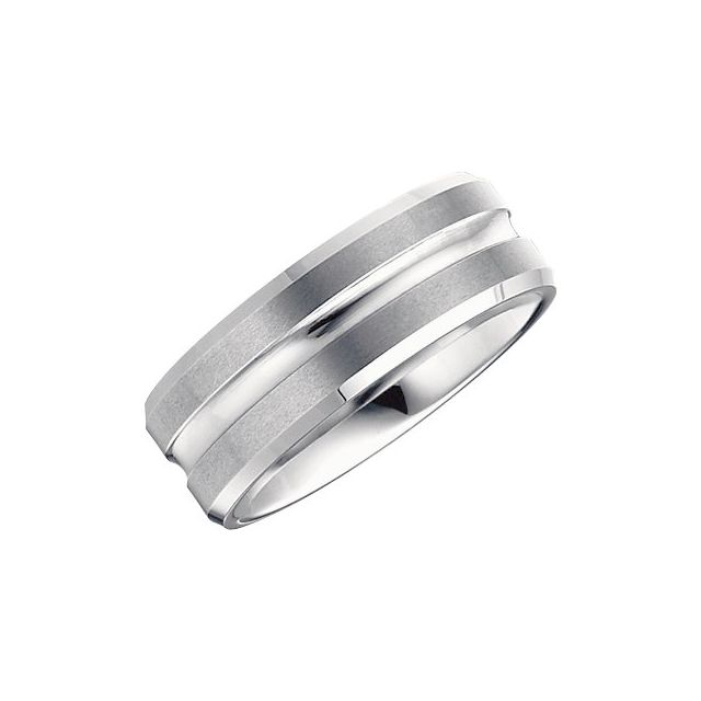 Tungsten 8.3 mm Beveled Band with Grooved Center Size 7.5