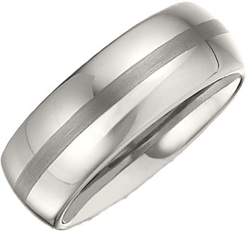 White Tungsten 8.3 mm Domed Band with Satin Center Size 10