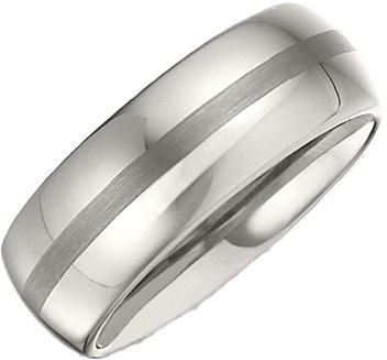 White Tungsten 8.3 mm Domed Band with Satin Center Size 12.5