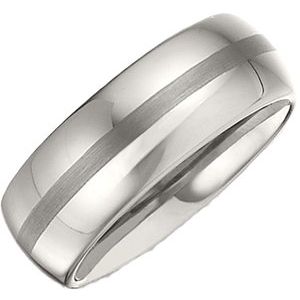 Tungsten 8.3 mm Domed Band with Satin Center Size 10.5