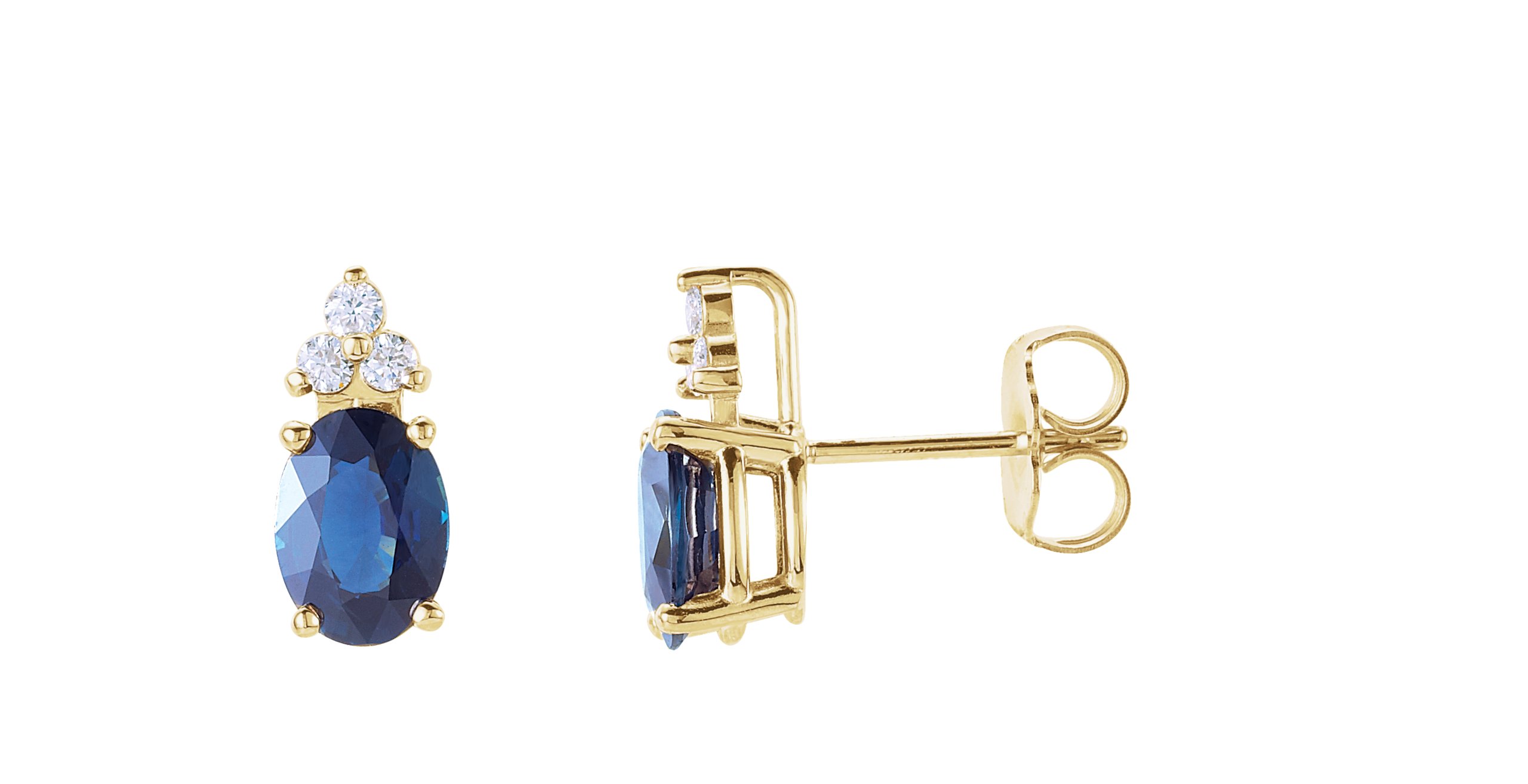 14K Yellow Blue Sapphire and .125 CTW Diamond Earrings Ref 2608416