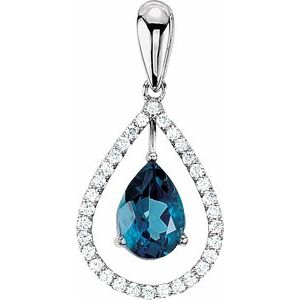 London Blue Topaz & Diamond Pendant | Stuller