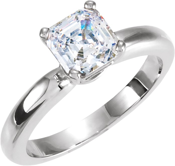 Asscher Solitaire Engagement Ring Mounting