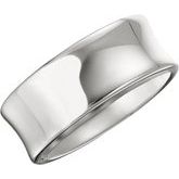 White Tungsten 10 mm Concave Band Size 9.5