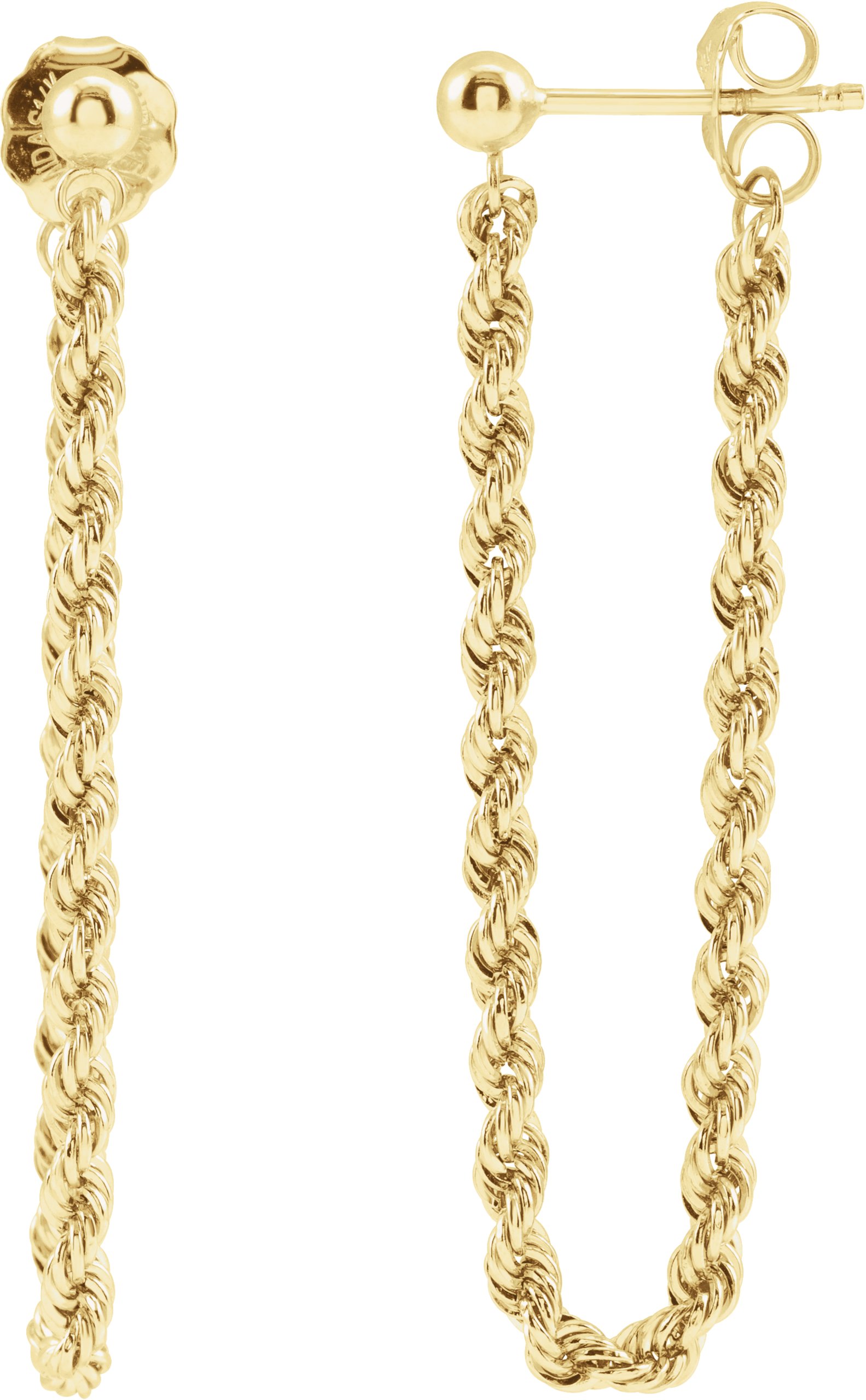 14K Yellow Rope Chain Earrings

