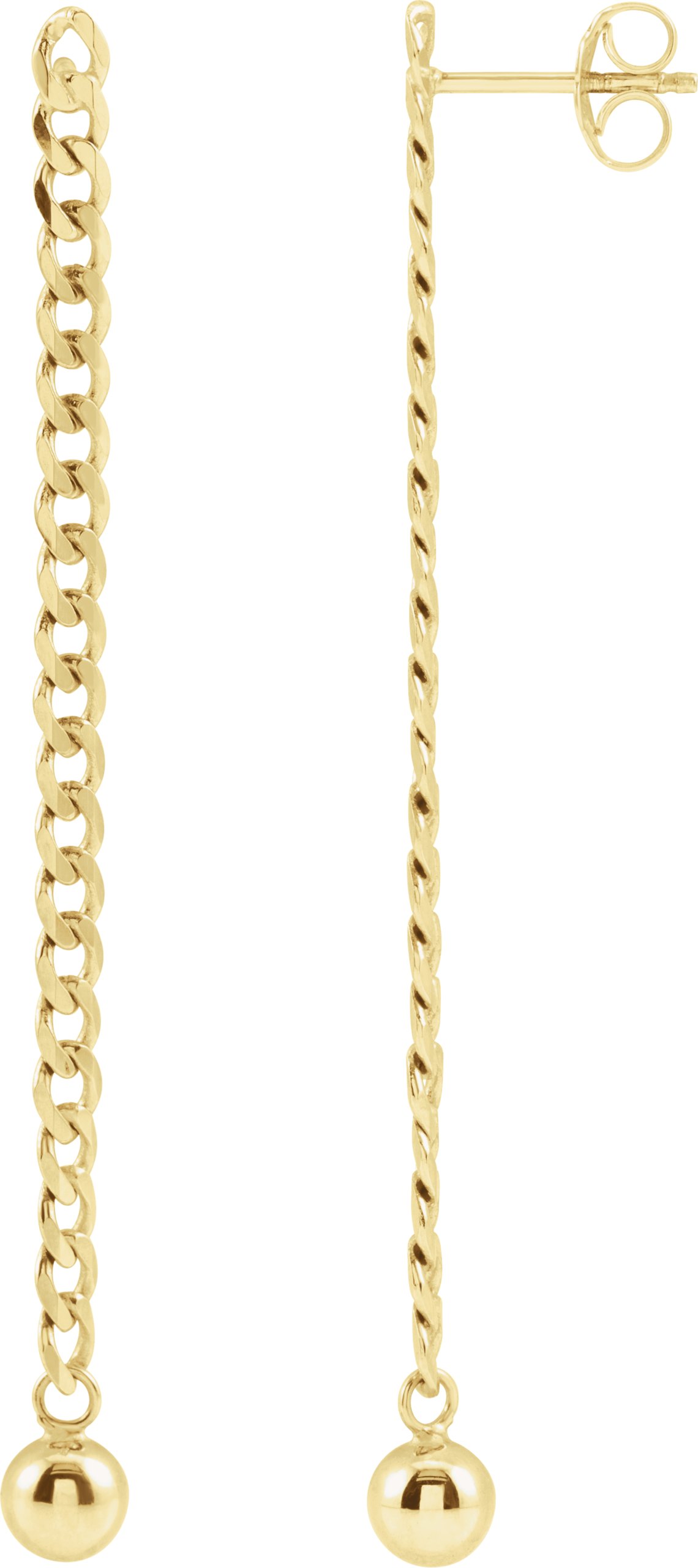 14K Yellow Curb Chain Earrings