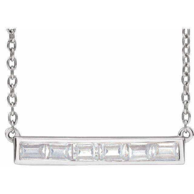 14K White 3/8 CTW Lab-Grown Diamond Bar 16-18" Necklace
