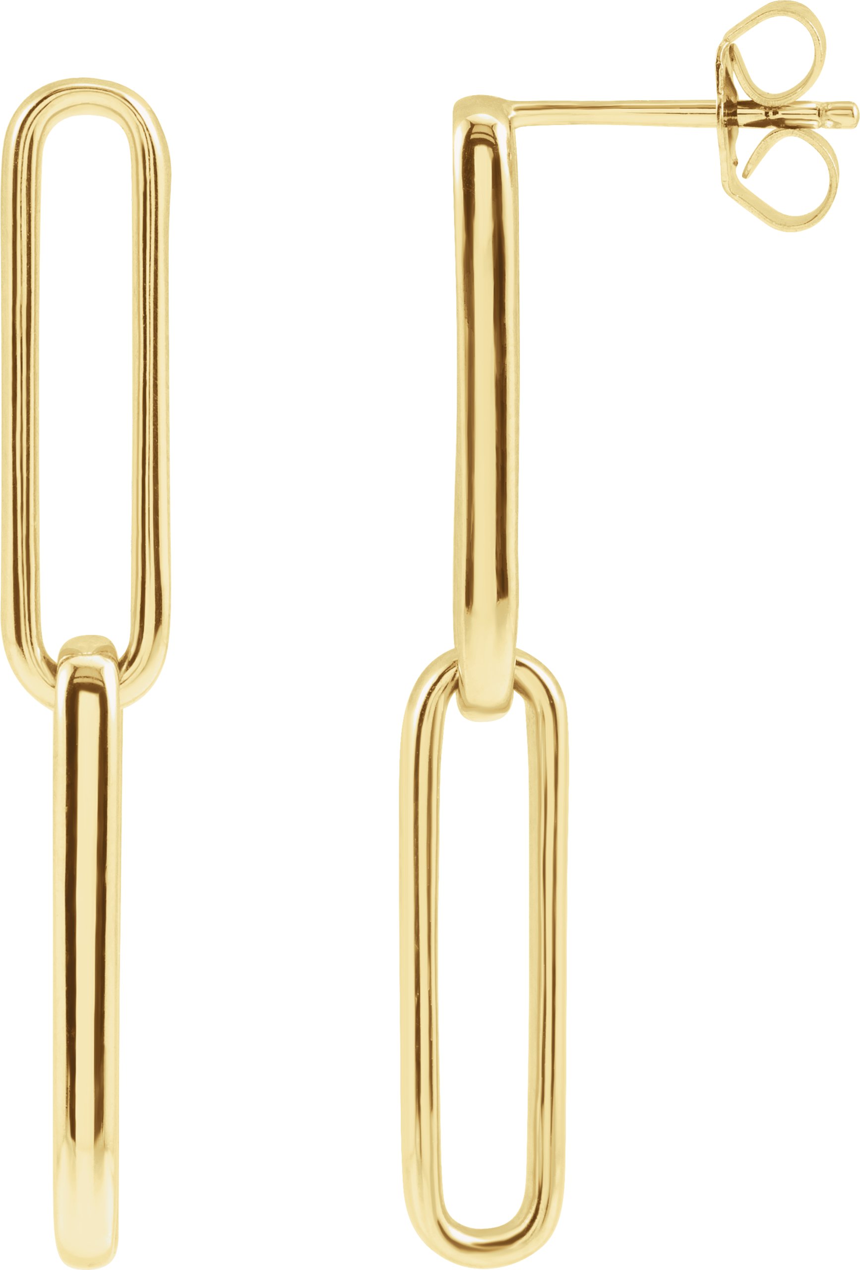 14K Yellow Elongated Flat Link Earrings Ref 18287355