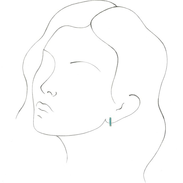 14K White 12.2 mm Natural Turquoise Single Huggie Hoop Earring