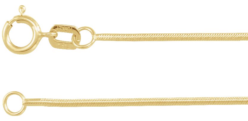 14K Yellow 1 mm Snake 7" Chain