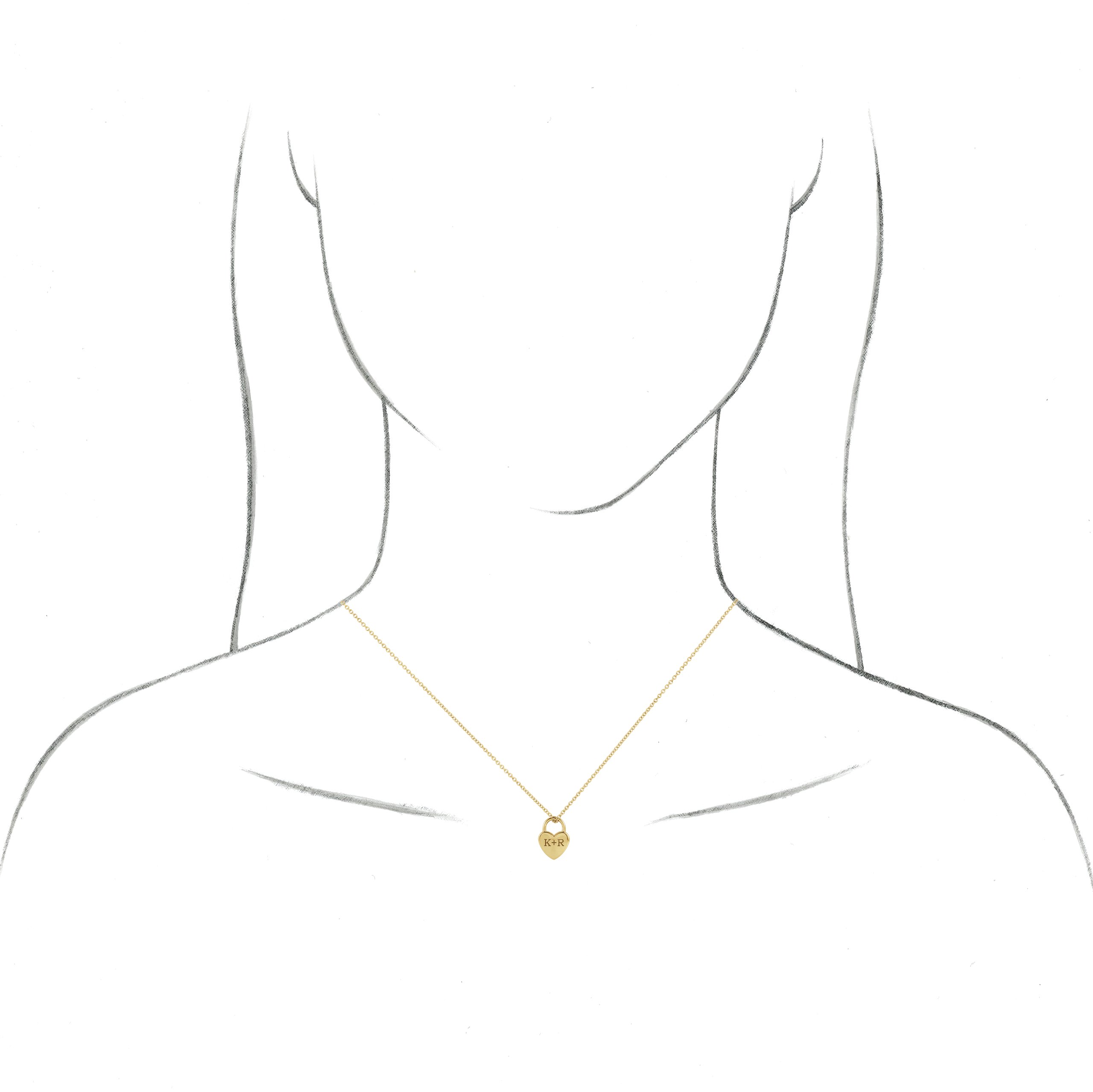 14K Yellow Engravable Heart Lock 16-18 Necklace