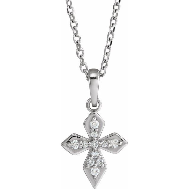 Platinum .05 CTW Natural Diamond Petite Cross 16-18